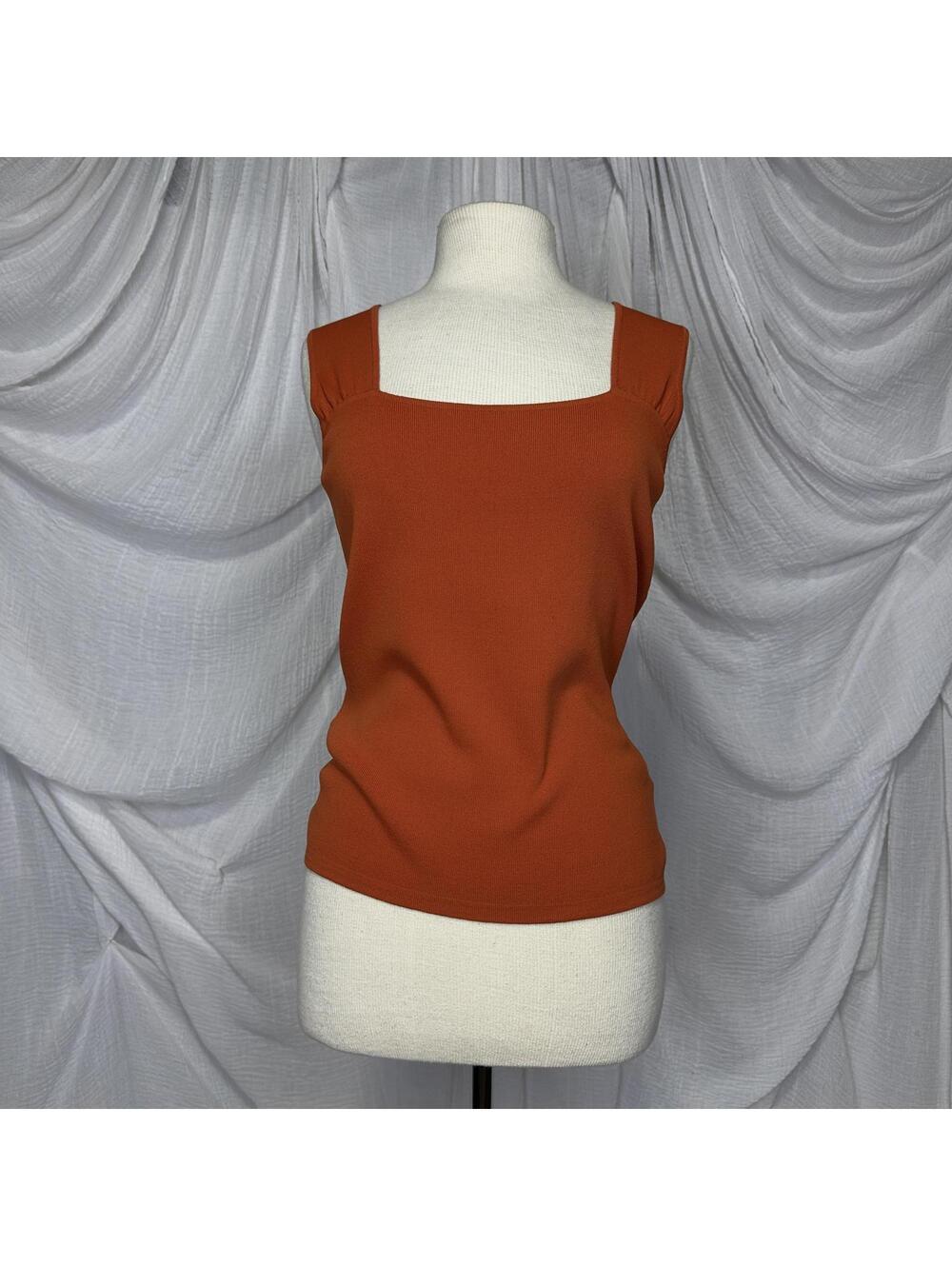 Vintage Casual Indie Rust Orange Square Neck Tank Top Size M